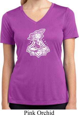 Ladies Yoga Shirt Krishna Moisture Wicking V-neck Tee T-Shirt