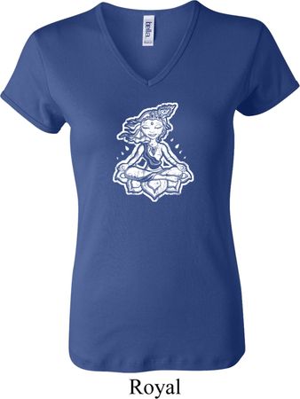Ladies Yoga Shirt Krishna V-neck Tee T-Shirt