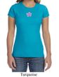 Ladies Yoga Shirt Layered Flower Patch Crewneck Tee T-Shirt