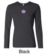 Ladies Yoga Shirt Layered Flower Patch Long Sleeve Tee T-Shirt