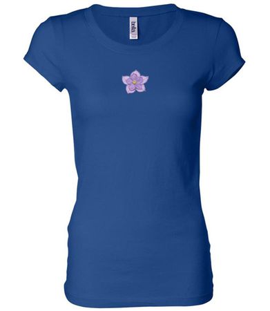 Ladies Yoga Shirt Layered Flower Patch Longer Length Tee T-Shirt