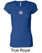 Ladies Yoga Shirt Layered Flower Patch Longer Length Tee T-Shirt