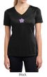 Ladies Yoga Shirt Layered Flower Patch Moisture Wicking V-neck Tee