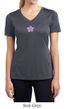 Ladies Yoga Shirt Layered Flower Patch Moisture Wicking V-neck Tee