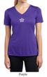 Ladies Yoga Shirt Layered Flower Patch Moisture Wicking V-neck Tee