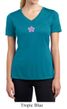 Ladies Yoga Shirt Layered Flower Patch Moisture Wicking V-neck Tee