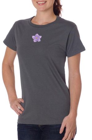 Ladies Yoga Shirt Layered Flower Patch Organic Tee T-Shirt