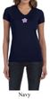 Ladies Yoga Shirt Layered Flower Patch V-neck Tee T-Shirt