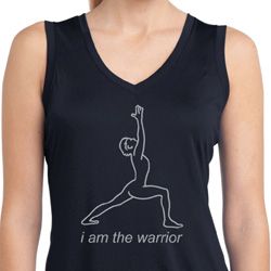 Ladies Yoga Shirt Line Warrior Sleeveless Moisture Wicking Tee T-Shirt