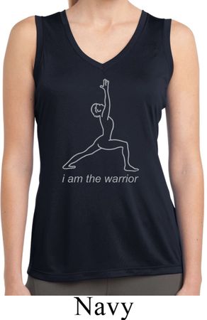 Ladies Yoga Shirt Line Warrior Sleeveless Moisture Wicking Tee T-Shirt