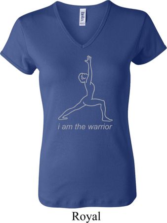 Ladies Yoga Shirt Line Warrior V-neck Tee T-Shirt
