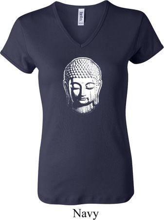 Ladies Yoga Shirt Little Buddha Head V-neck Tee T-Shirt