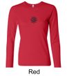 Ladies Yoga Shirt Black Lotus OM Patch Small Print Long Sleeve T-Shirt