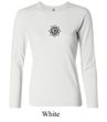 Ladies Yoga Shirt Black Lotus OM Patch Small Print Long Sleeve T-Shirt