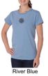 Ladies Yoga Shirt Black Lotus OM Patch Small Print Organic Tee T-Shirt