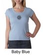 Ladies Yoga Shirt Black Lotus OM Patch Small Print Scoop Neck T-Shirt