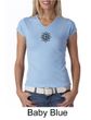 Ladies Yoga Shirt Black Lotus OM Patch Small Print V-neck Tee T-Shirt