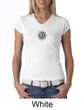 Ladies Yoga Shirt Black Lotus OM Patch Small Print V-neck Tee T-Shirt