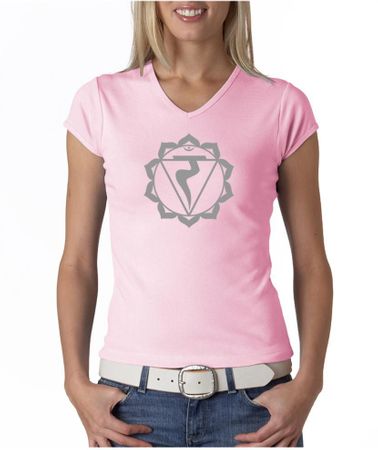 Ladies Yoga Shirt Manipura Chakra Meditation V-neck Shirt