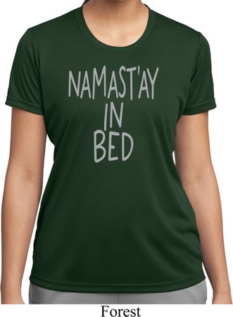 Ladies Yoga Shirt Namastay In Bed Moisture Wicking Tee