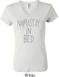 Ladies Yoga Shirt Namastay In Bed V-neck Tee T-Shirt