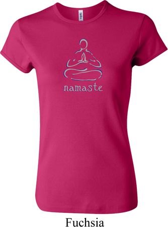 Ladies Yoga Shirt Namaste Lotus Pose Crewneck Tee T-Shirt