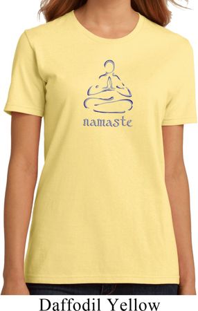Ladies Yoga Shirt Namaste Lotus Pose Organic Tee T-Shirt