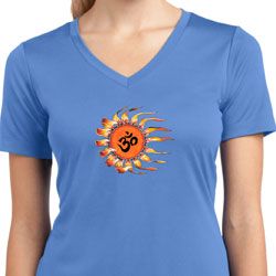 Ladies Yoga Shirt Ohm Sun Moisture Wicking V-neck Tee T-Shirt