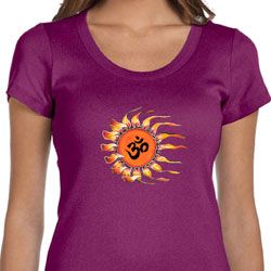 Ladies Yoga Shirt Ohm Sun Scoop Neck Tee T-Shirt