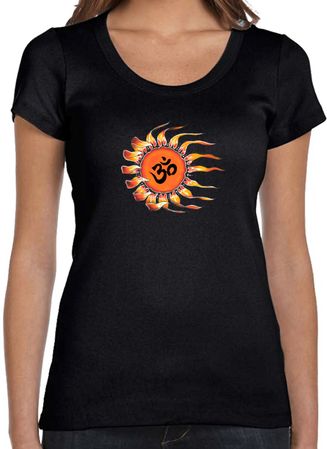 Ladies Yoga Shirt Ohm Sun Scoop Neck Tee T-Shirt