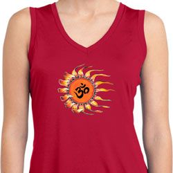 Ladies Yoga Shirt Ohm Sun Sleeveless Moisture Wicking Tee T-Shirt