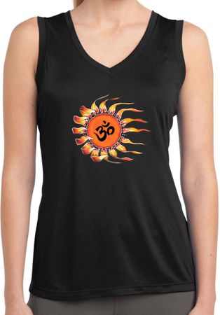 Ladies Yoga Shirt Ohm Sun Sleeveless Moisture Wicking Tee T-Shirt