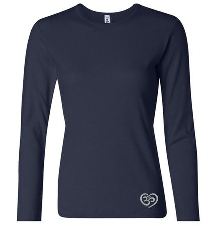 Ladies Yoga Shirt OM Heart Bottom Print Long Sleeve Tee T-Shirt