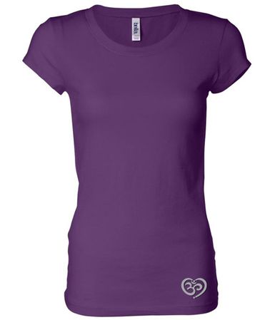 Ladies Yoga Shirt OM Heart Bottom Print Longer Length Tee T-Shirt