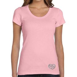 Ladies Yoga Shirt OM Heart Bottom Print Scoop Neck Tee T-Shirt