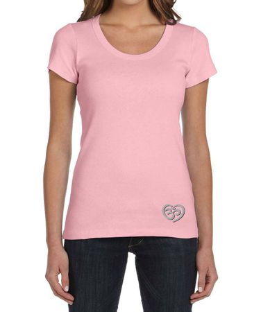 Ladies Yoga Shirt OM Heart Bottom Print Scoop Neck Tee T-Shirt