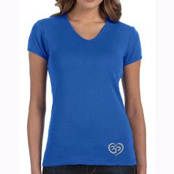 Ladies Yoga Shirt OM Heart Bottom Print V-neck Tee T-Shirt