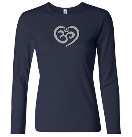 Ladies Yoga Shirt OM Heart Long Sleeve Tee T-Shirt