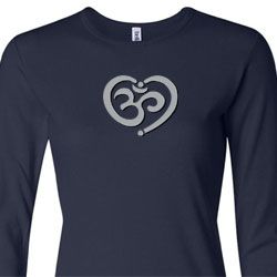 Ladies Yoga Shirt OM Heart Long Sleeve Tee T-Shirt