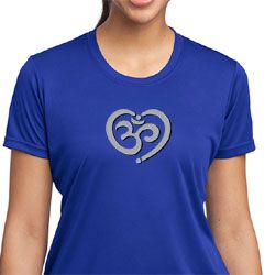 Ladies Yoga Shirt OM Heart Moisture Wicking Tee T-Shirt