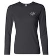 Ladies Yoga Shirt OM Heart Pocket Print Long Sleeve Tee T-Shirt