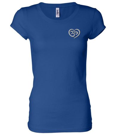 Ladies Yoga Shirt OM Heart Pocket Print Longer Length Tee T-Shirt