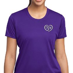 Ladies Yoga Shirt OM Heart Pocket Print Moisture Wicking Tee T-Shirt