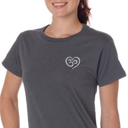 Ladies Yoga Shirt OM Heart Pocket Print Organic Tee T-Shirt