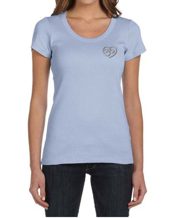 Ladies Yoga Shirt OM Heart Pocket Print Scoop Neck Tee T-Shirt
