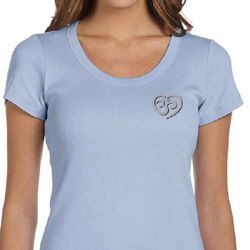 Ladies Yoga Shirt OM Heart Pocket Print Scoop Neck Tee T-Shirt