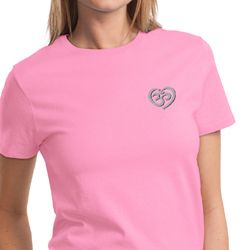 Ladies Yoga Shirt OM Heart Pocket Print Tee T-Shirt