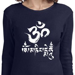 Ladies Yoga Shirt OM Mani Padme Hum Long Sleeve Tee T-Shirt