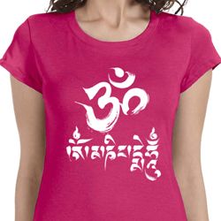 Ladies Yoga Shirt OM Mani Padme Hum Longer Length Tee T-Shirt