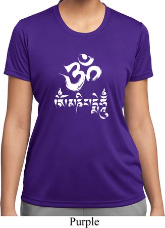 Ladies Yoga Shirt OM Mani Padme Hum Moisture Wicking Tee T-Shirt
